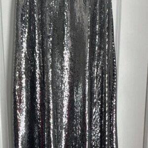 Entro Metallic Silver Maxi Skirt